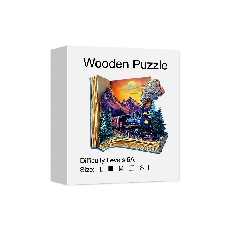 Puzzle en Bois Train dans le Livre
