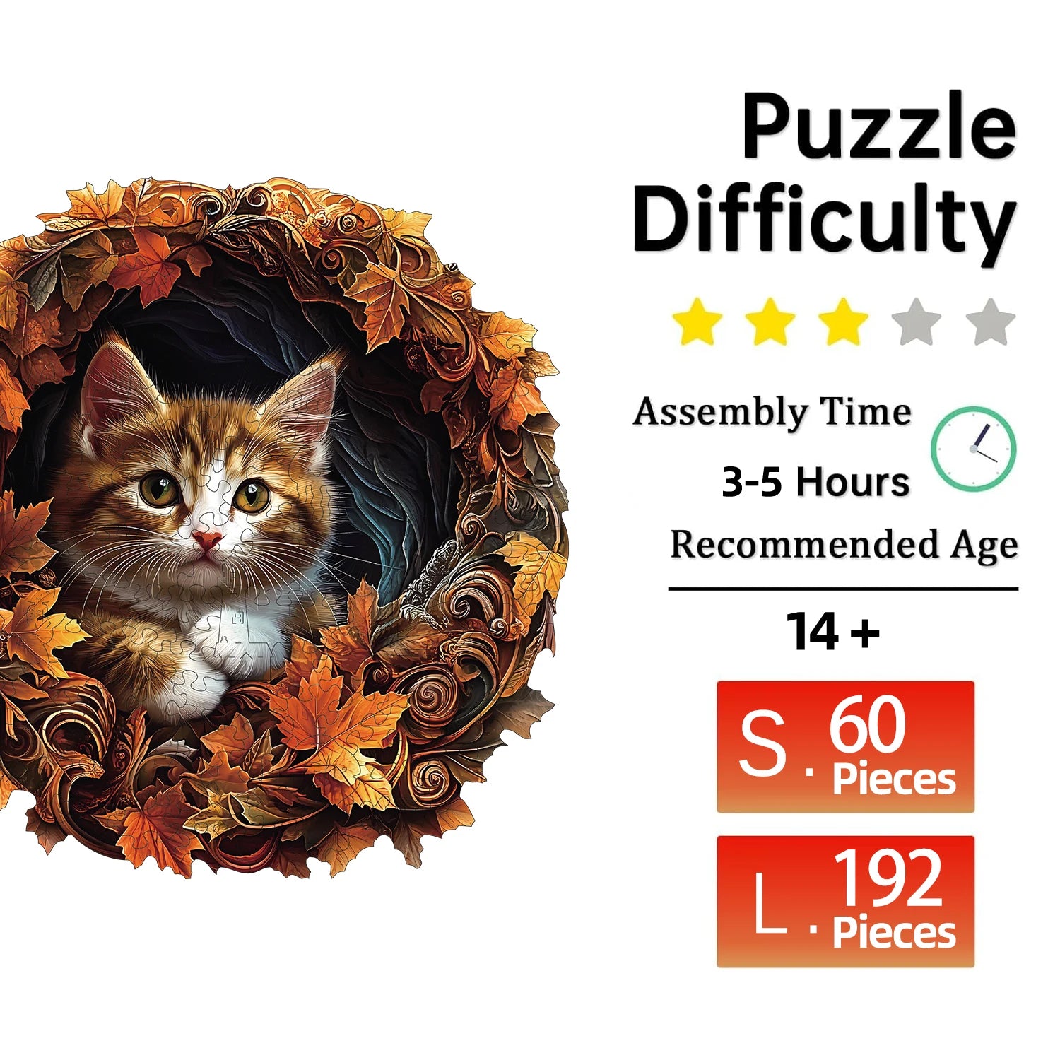 Puzzle en Bois Chat Effet 3D