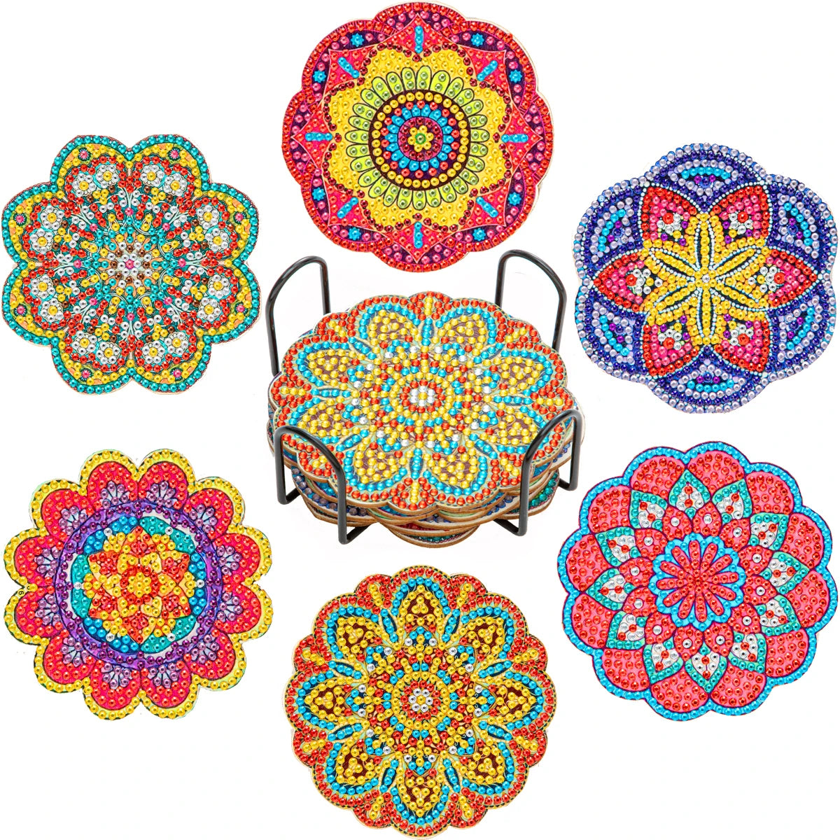 Sous-verres Diamond Painting Fleurs — Lot de 6