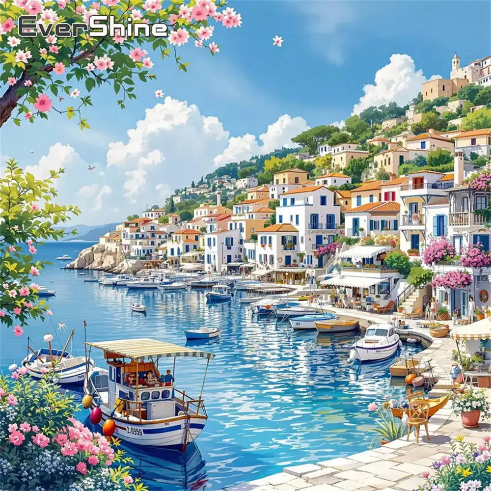 Diamond Painting Village au Bord de Mer
