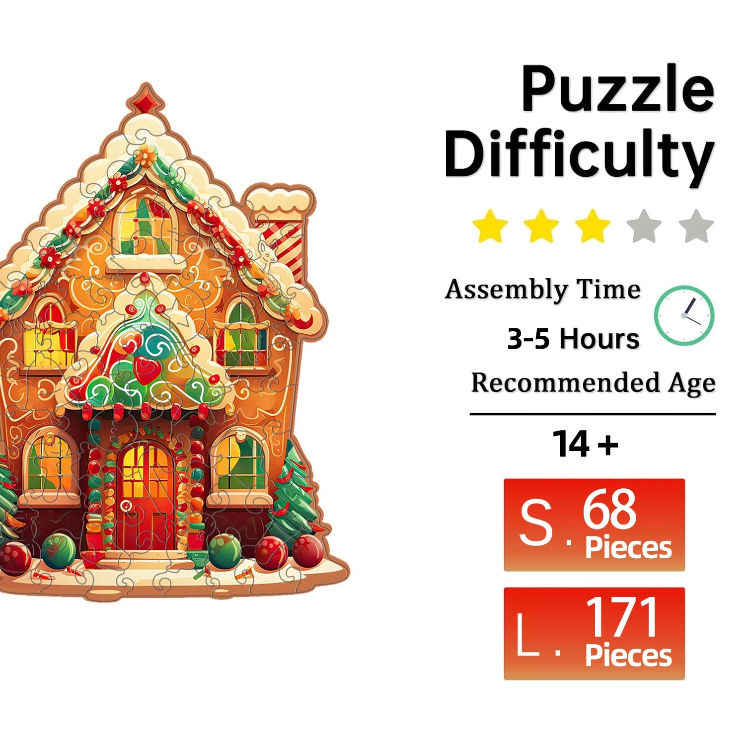 Puzzle en Bois Maison de Noël