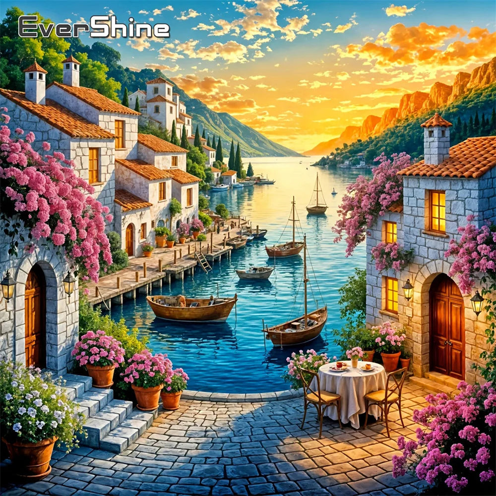 Diamond Painting Village au Port Fleuri