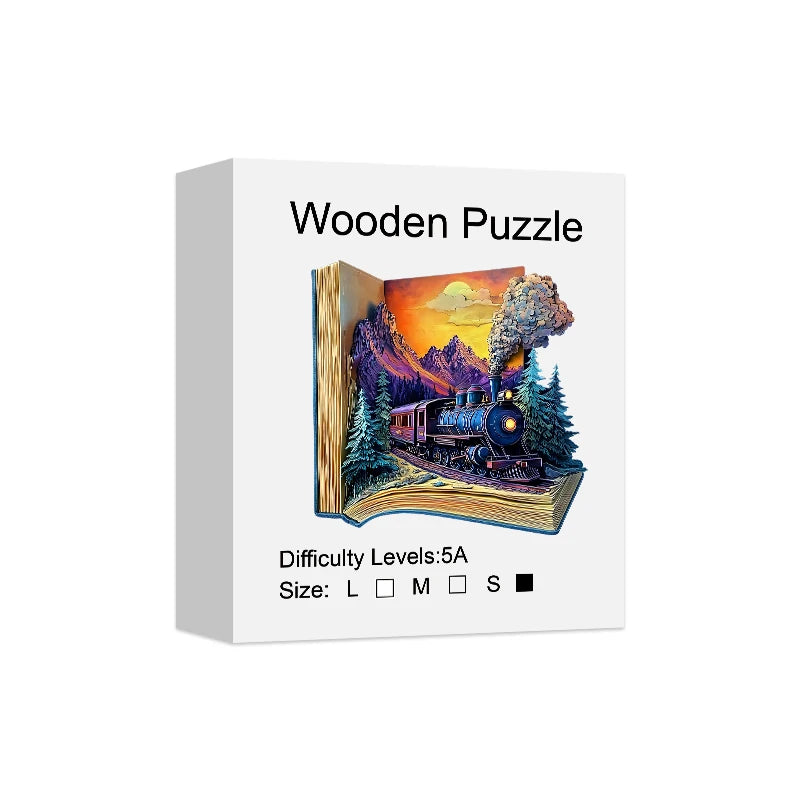 Puzzle en Bois Train dans le Livre