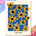 Diamond Painting Fleurs Jaunes sur Bleu