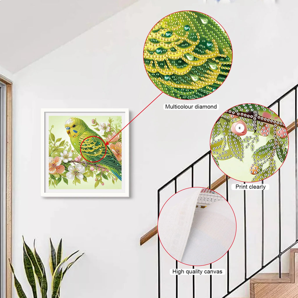 Diamond Painting Perroquet Vert — Formes Spéciales