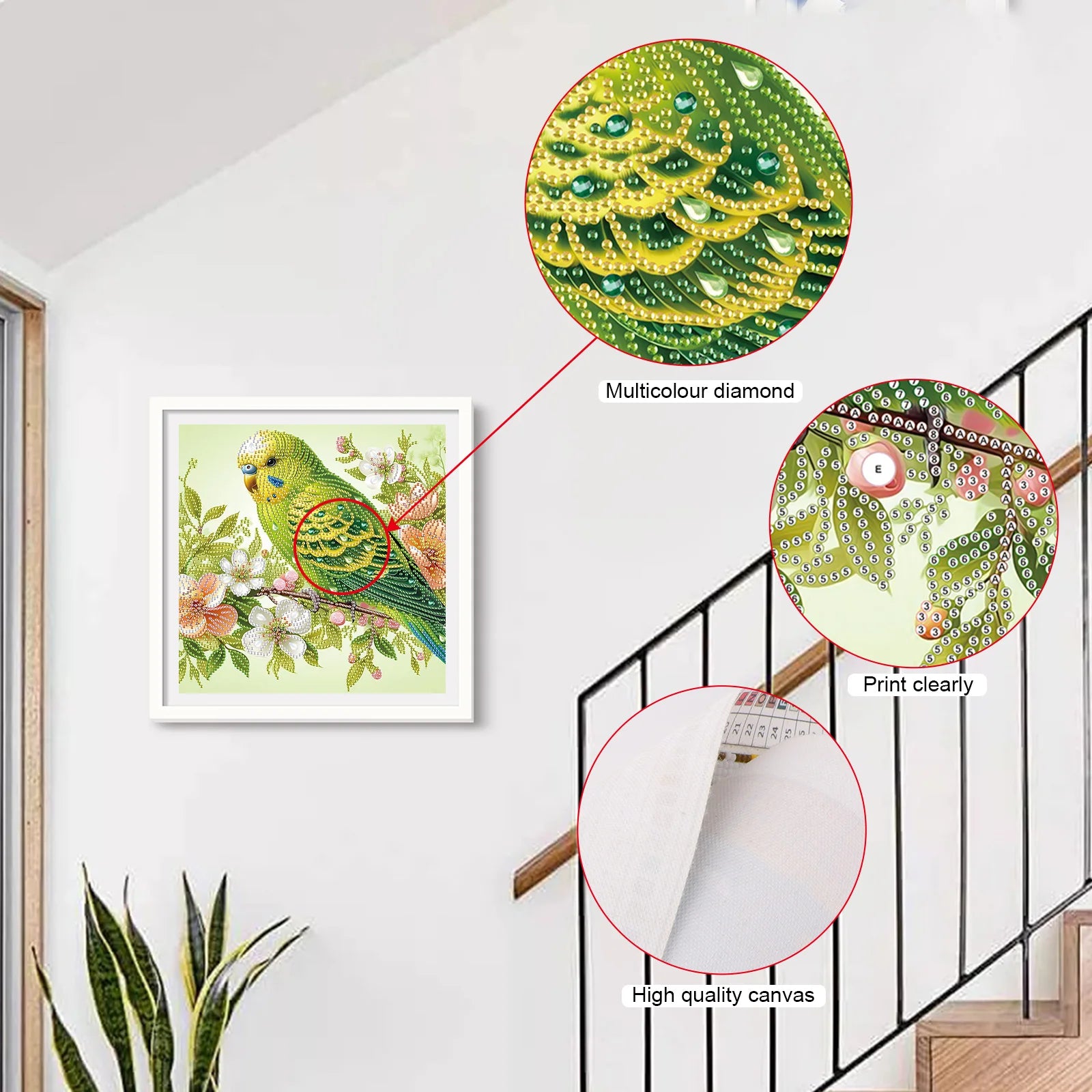 Diamond Painting Perroquet Vert — Formes Spéciales