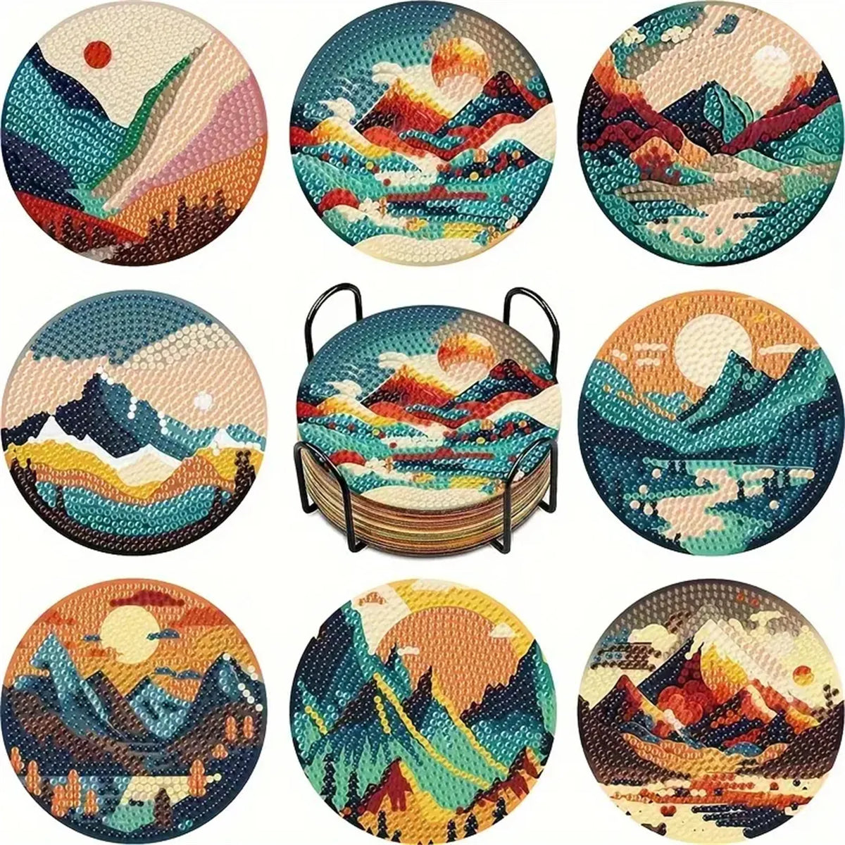 Sous-Verres Diamond Painting Mandala Coloré — Lot de 8