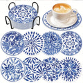 Sous-Verres Diamond Painting Porcelaine Bleue — Lot de 8