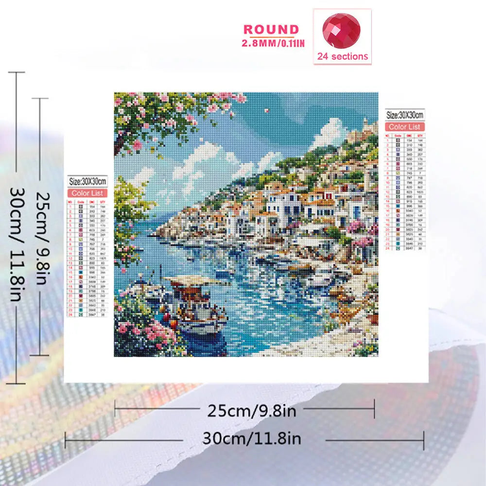 Diamond Painting Village au Bord de Mer