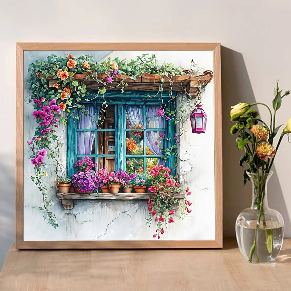 Diamond Painting Fenêtre Fleurie