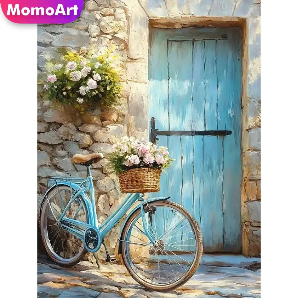 Diamond Painting Porte Fleurie et Bicyclette
