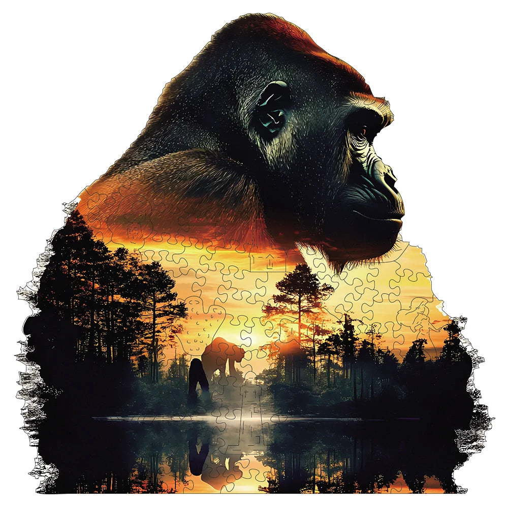 Puzzle en Bois Orang-outan en Forêt