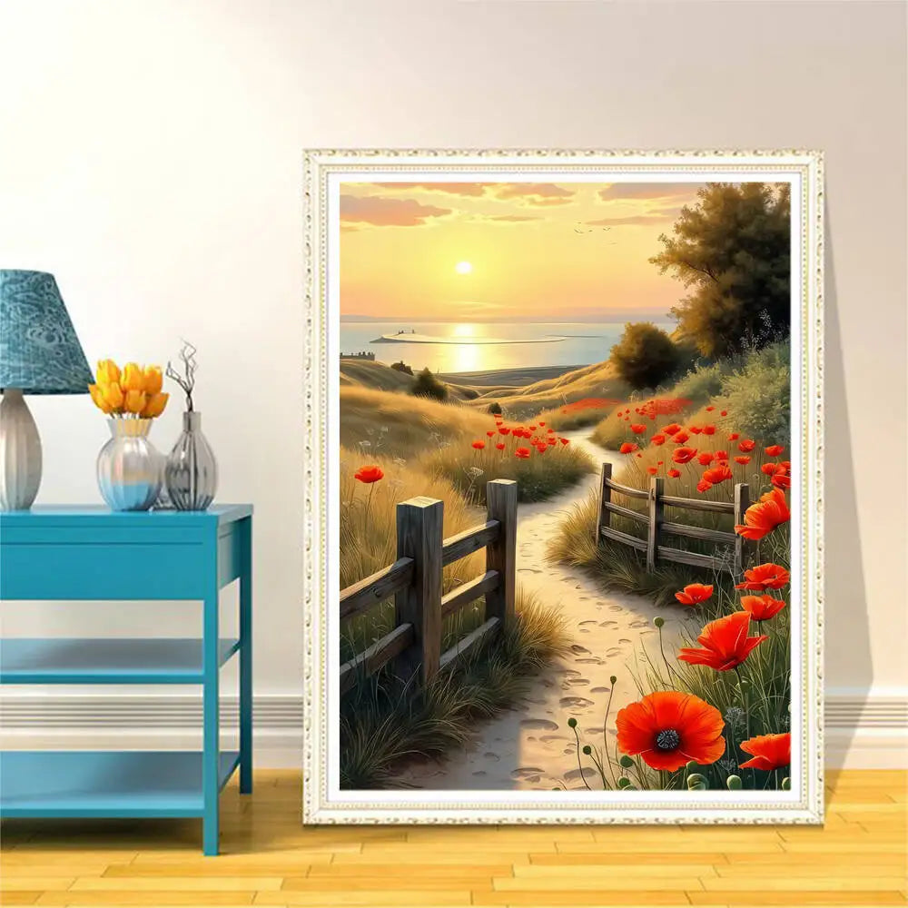 Diamond Painting Chemin aux Coquelicots