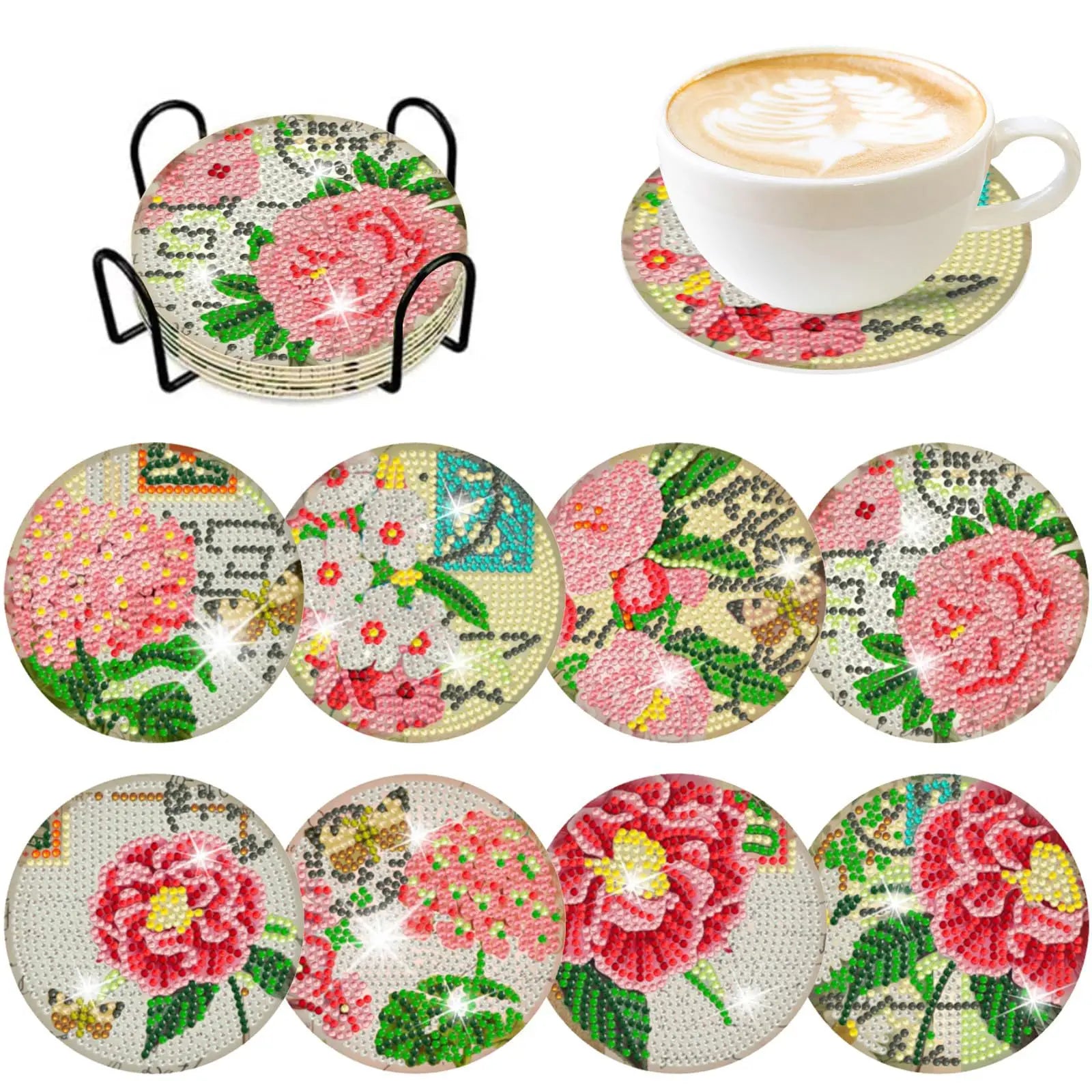 Sous-verres Diamond Painting Animaux — Lot de 8