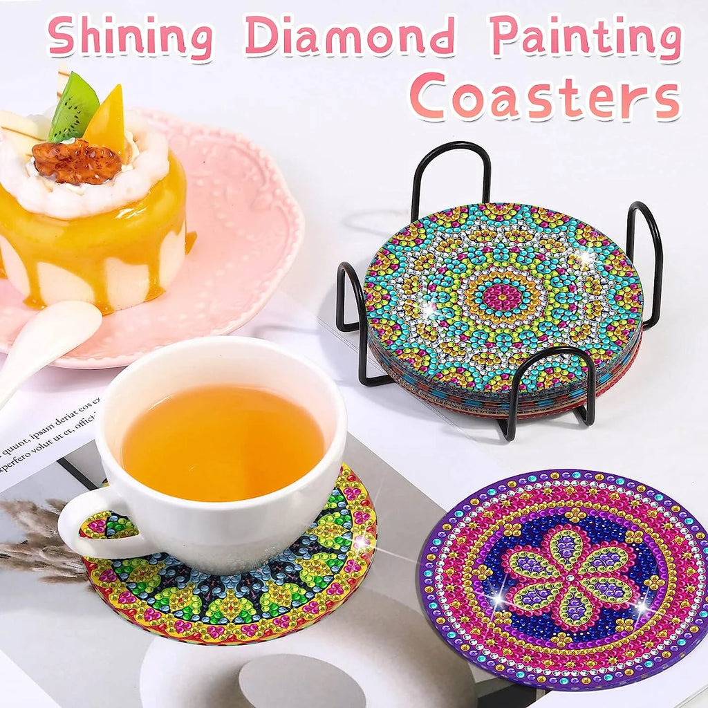 Sous-Verres Diamond Painting Mandala — Lot de 8