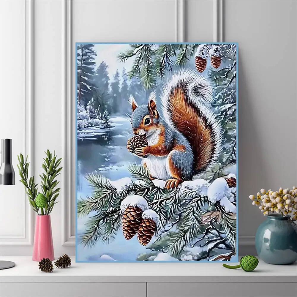 Diamond Painting Écureuil en Hiver
