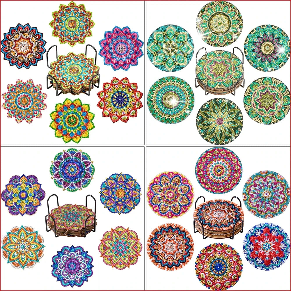 Sous-verres Diamond Painting Fleurs — Lot de 6
