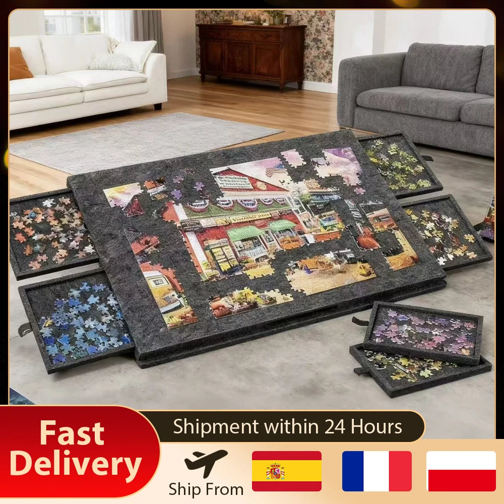 Plateau de Puzzle avec 6 Tiroirs — Jusqu'à 1000 Pièces