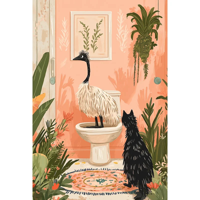 Peinture par Numéros Chat dans la Salle de Bain