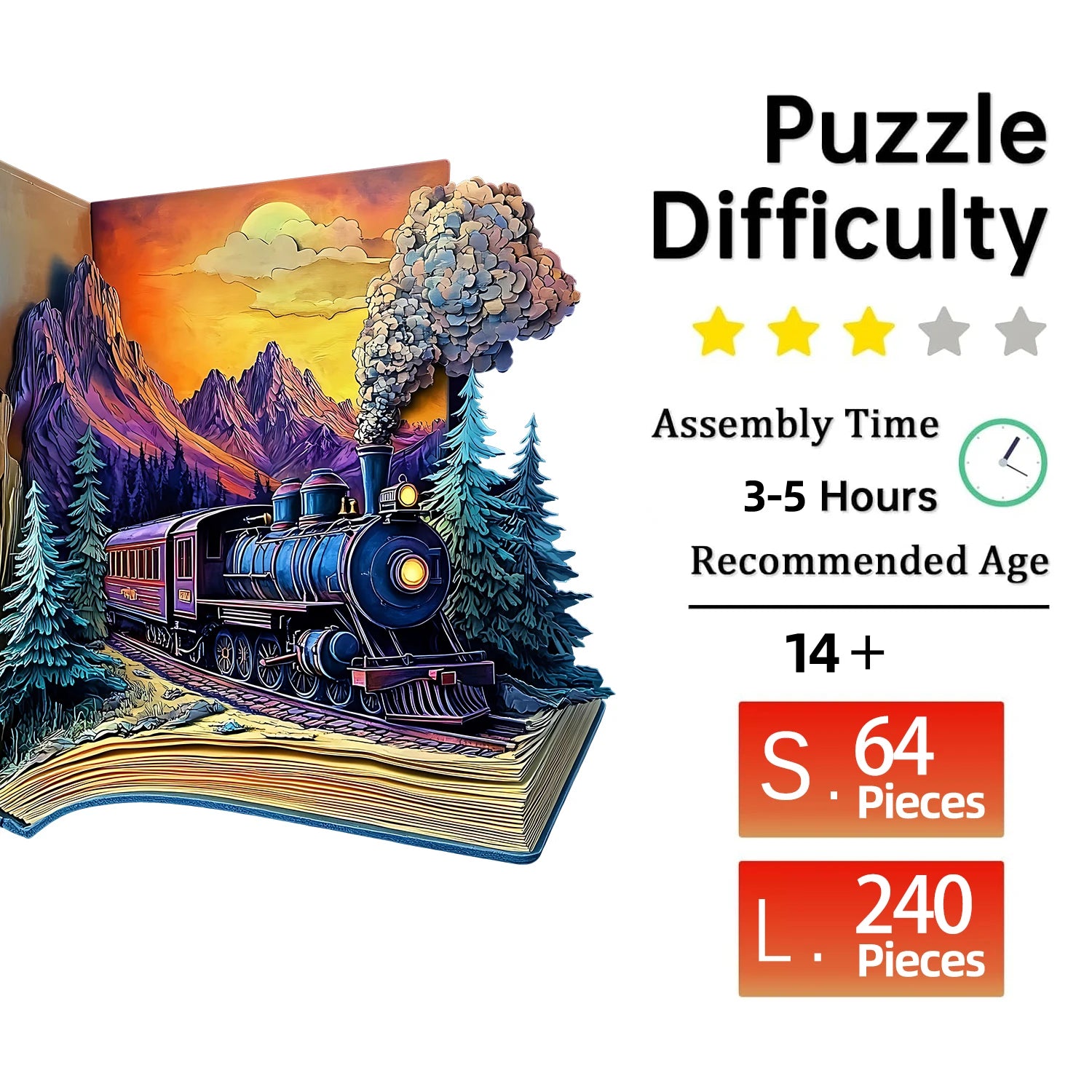 Puzzle en Bois Train dans le Livre