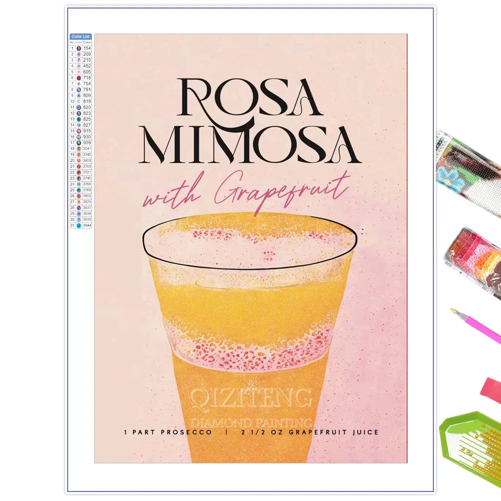 Diamond Painting Affiche Mimosa Rosé