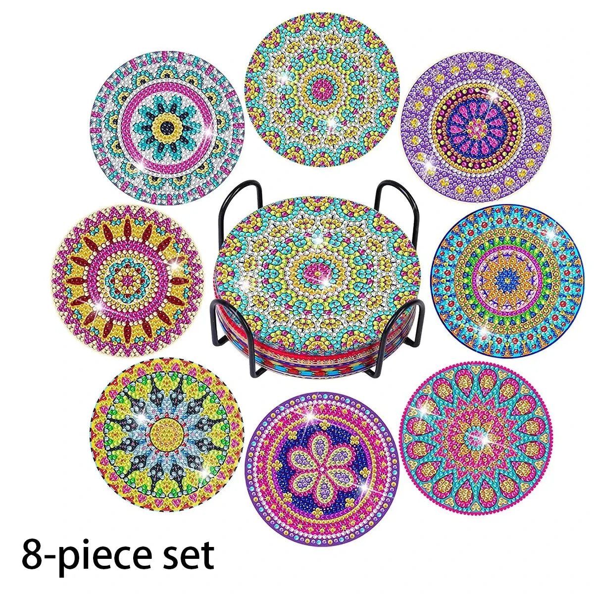 Sous-Verres Diamond Painting Mandala — Lot de 8