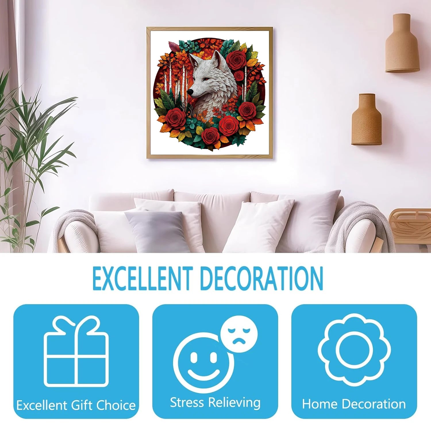 Puzzle en Bois Loup dans les Fleurs