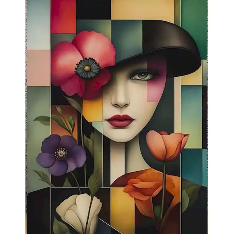 Peinture par Numéros Dame au Foulard Fleuri