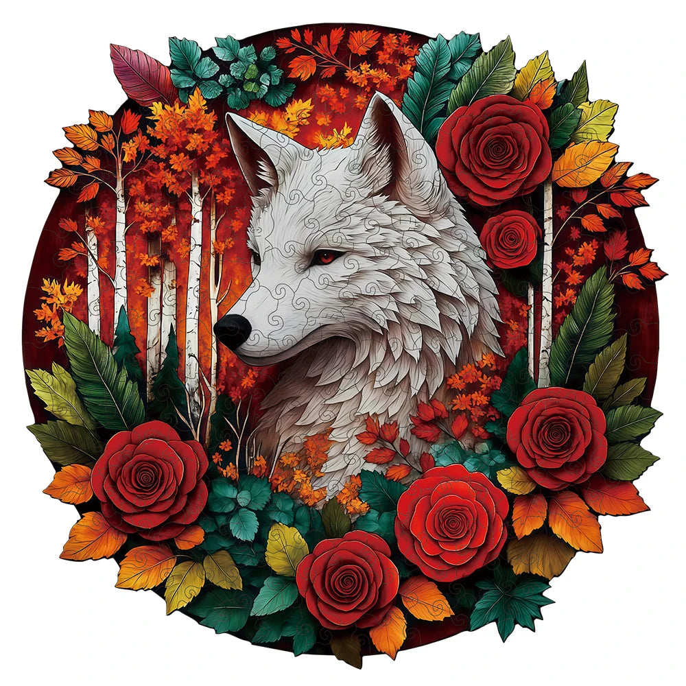 Puzzle en Bois Loup dans les Fleurs