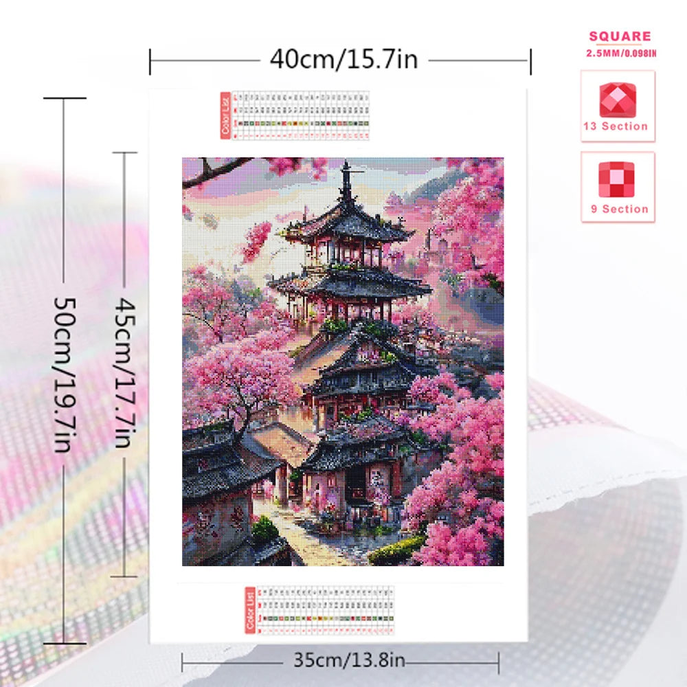 Diamond Painting Village Japonais aux Cerisiers