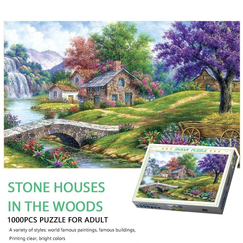 Puzzle Maisons de Pierre en Forêt — 1000 Pièces