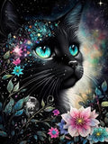 Diamond Painting Chat Noir et Fleurs