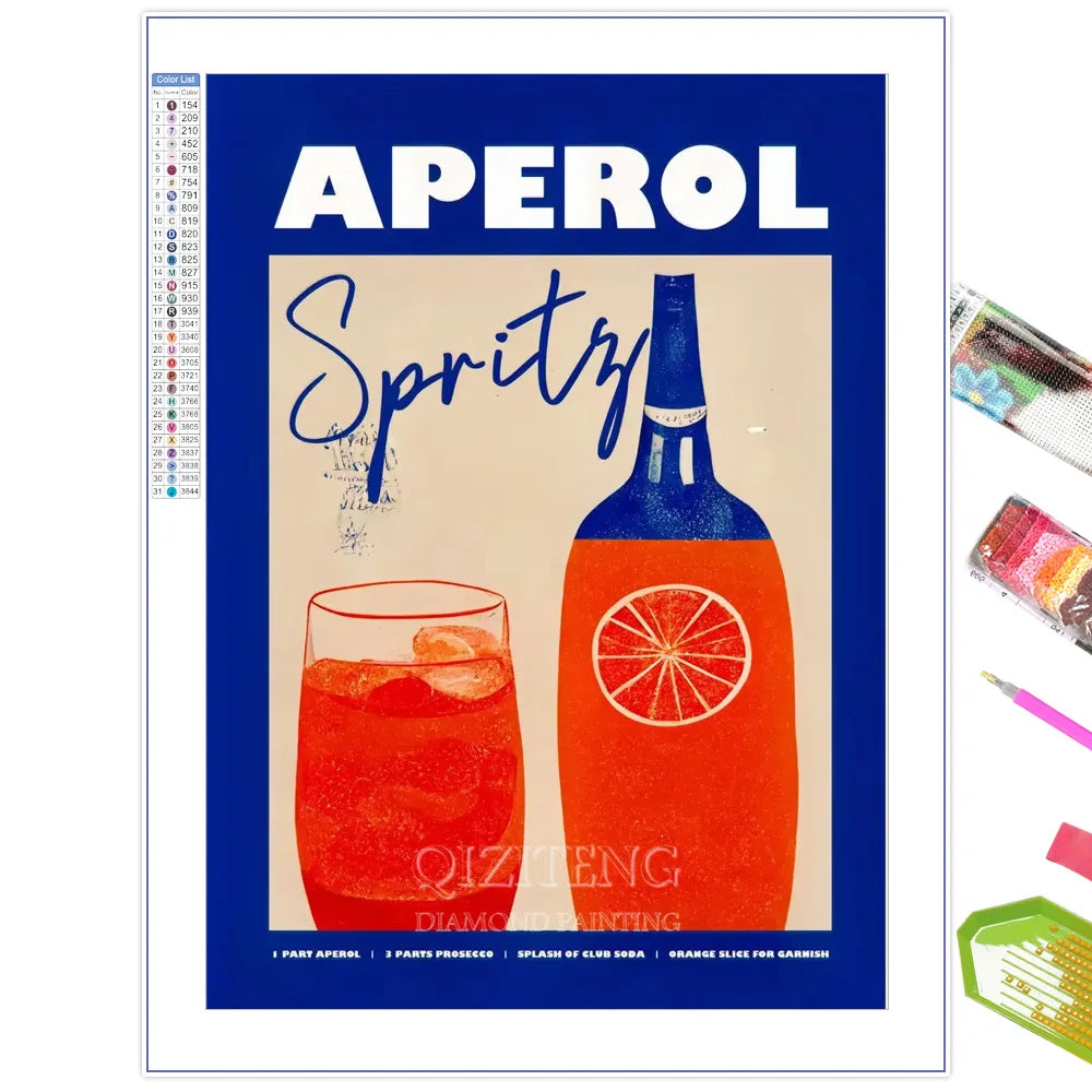 Diamond Painting Affiche Spritz et Bouteille