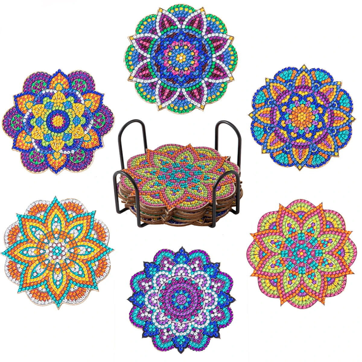 Sous-verres Diamond Painting Fleurs — Lot de 6