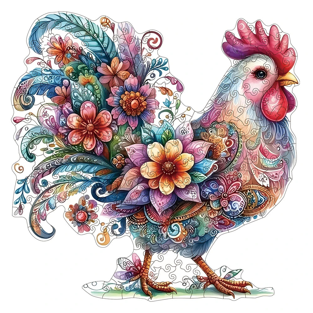 Puzzle en Bois Coq Fantaisie