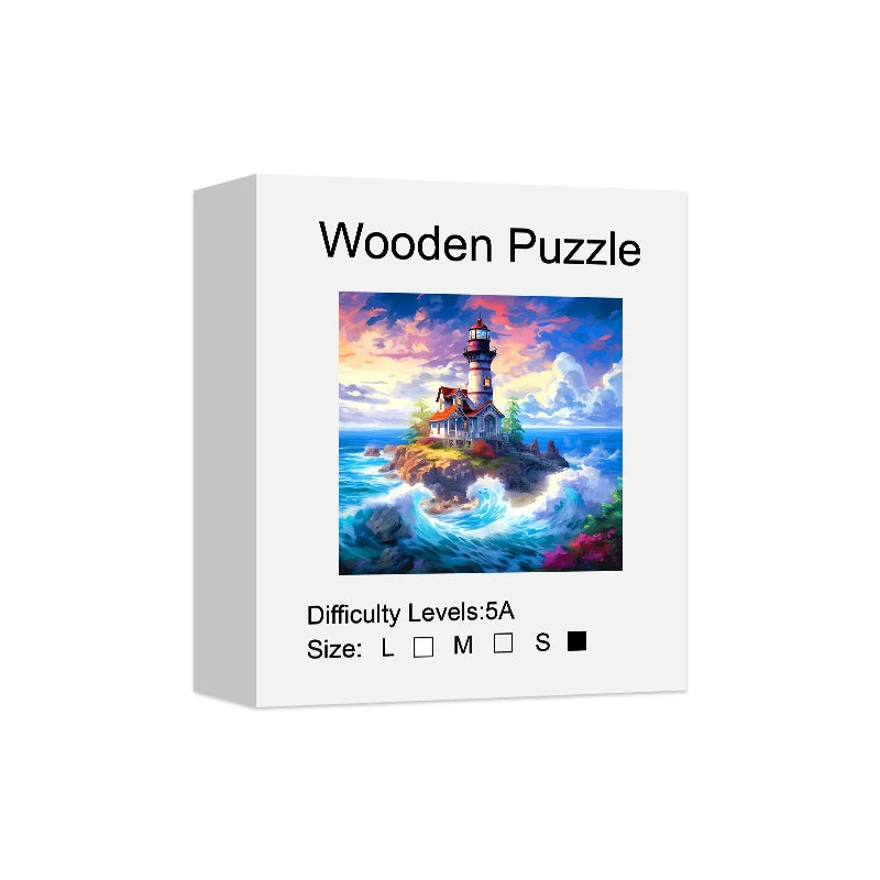 Puzzle en Bois Phare dans la Vague