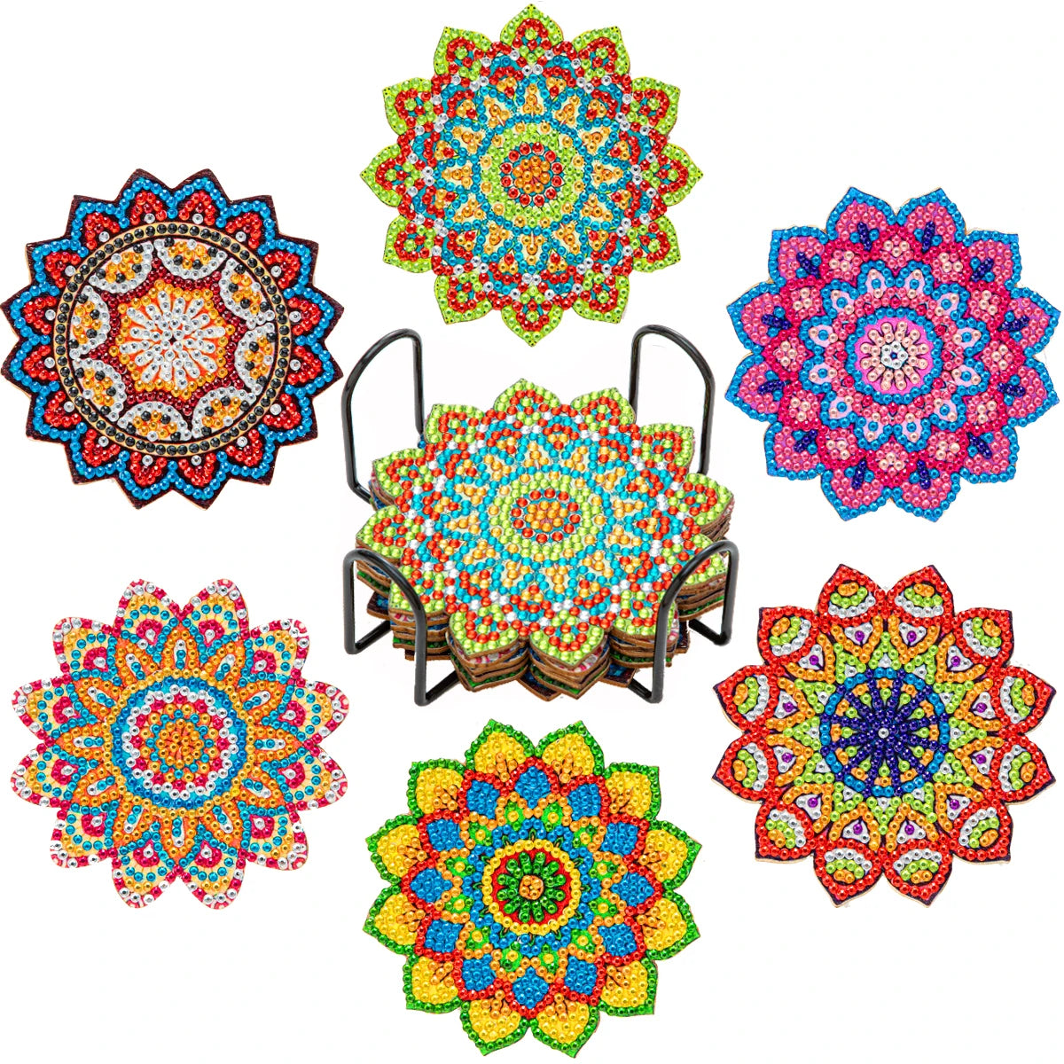 Sous-verres Diamond Painting Mandalas — Lot de 6