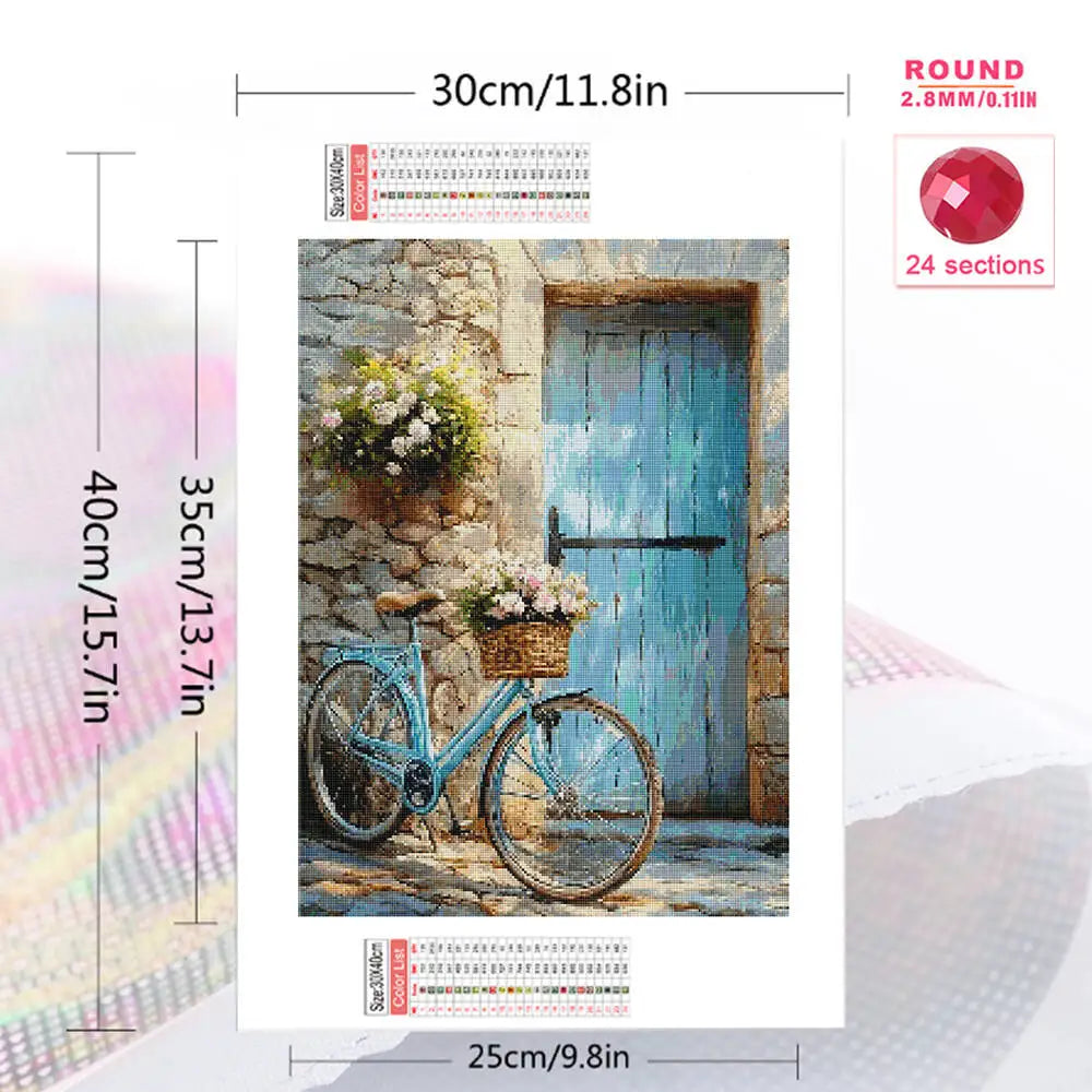 Diamond Painting Porte Fleurie et Bicyclette