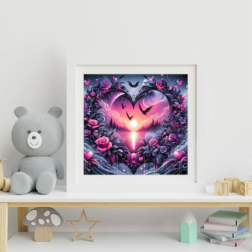 Diamond Painting Cœur et Hirondelles