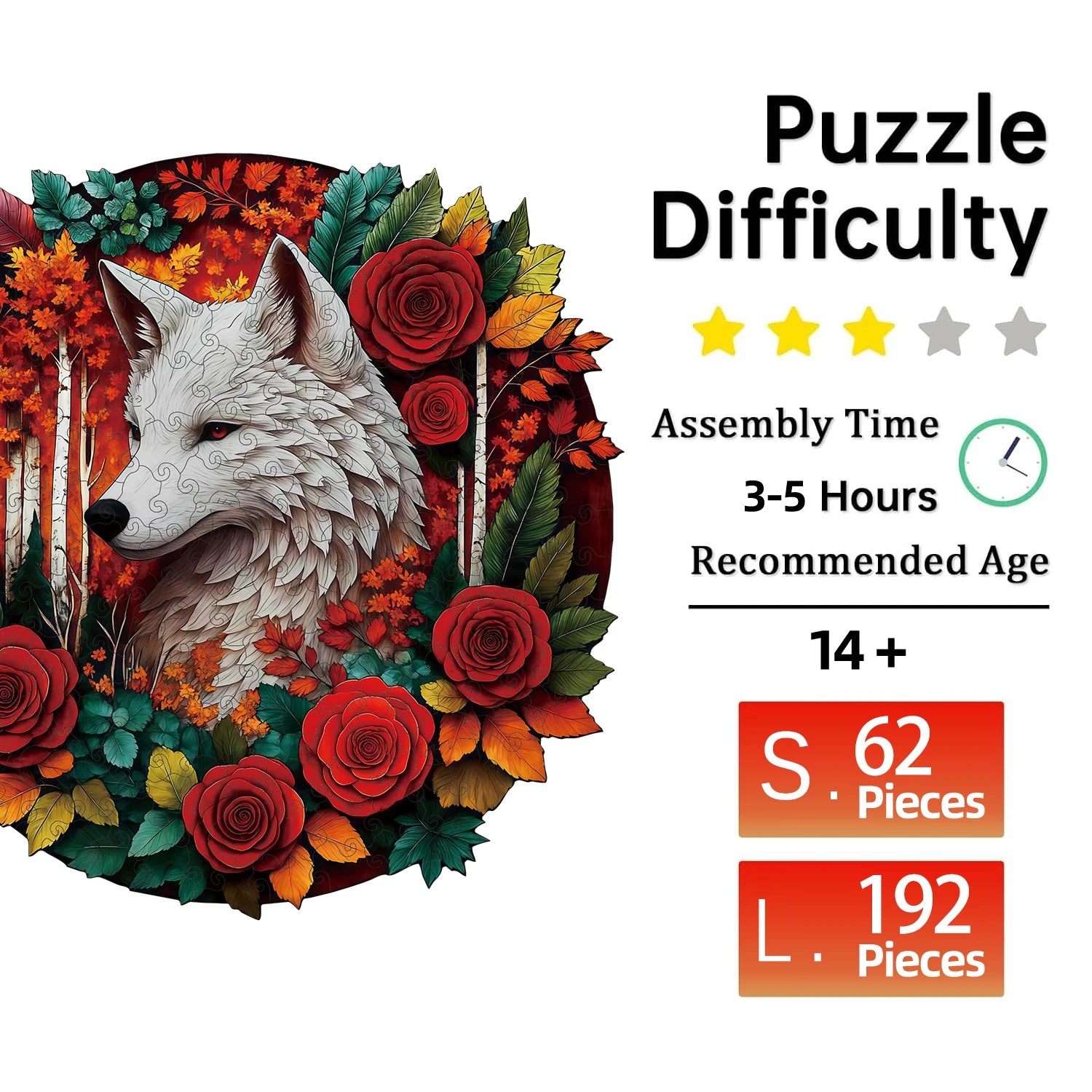 Puzzle en Bois Loup dans les Fleurs