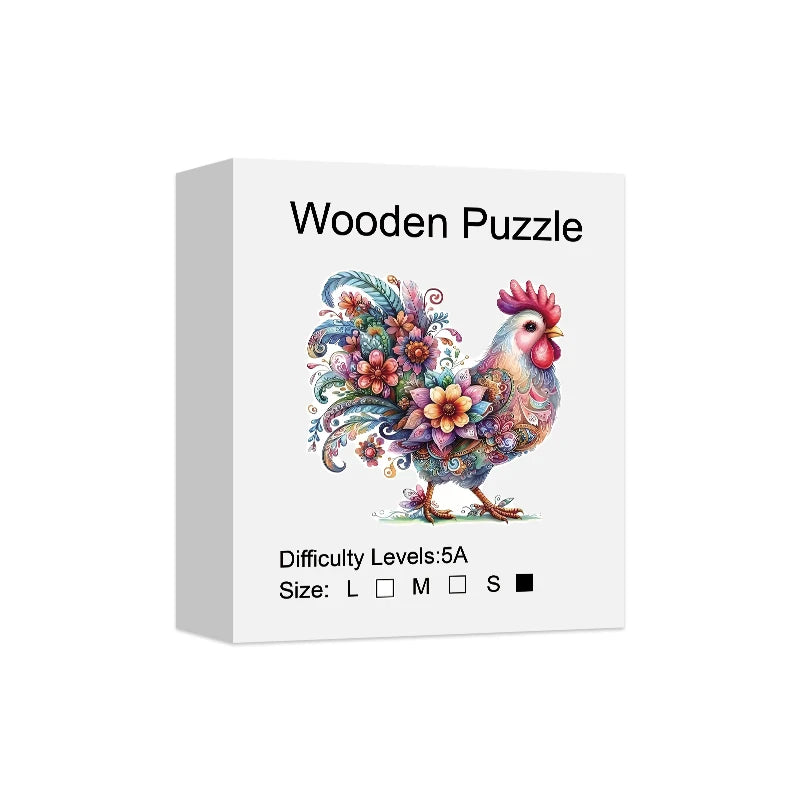 Puzzle en Bois Coq Fantaisie