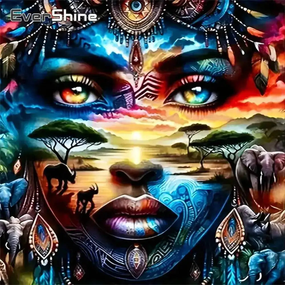 Diamond Painting Femme et Éléphant