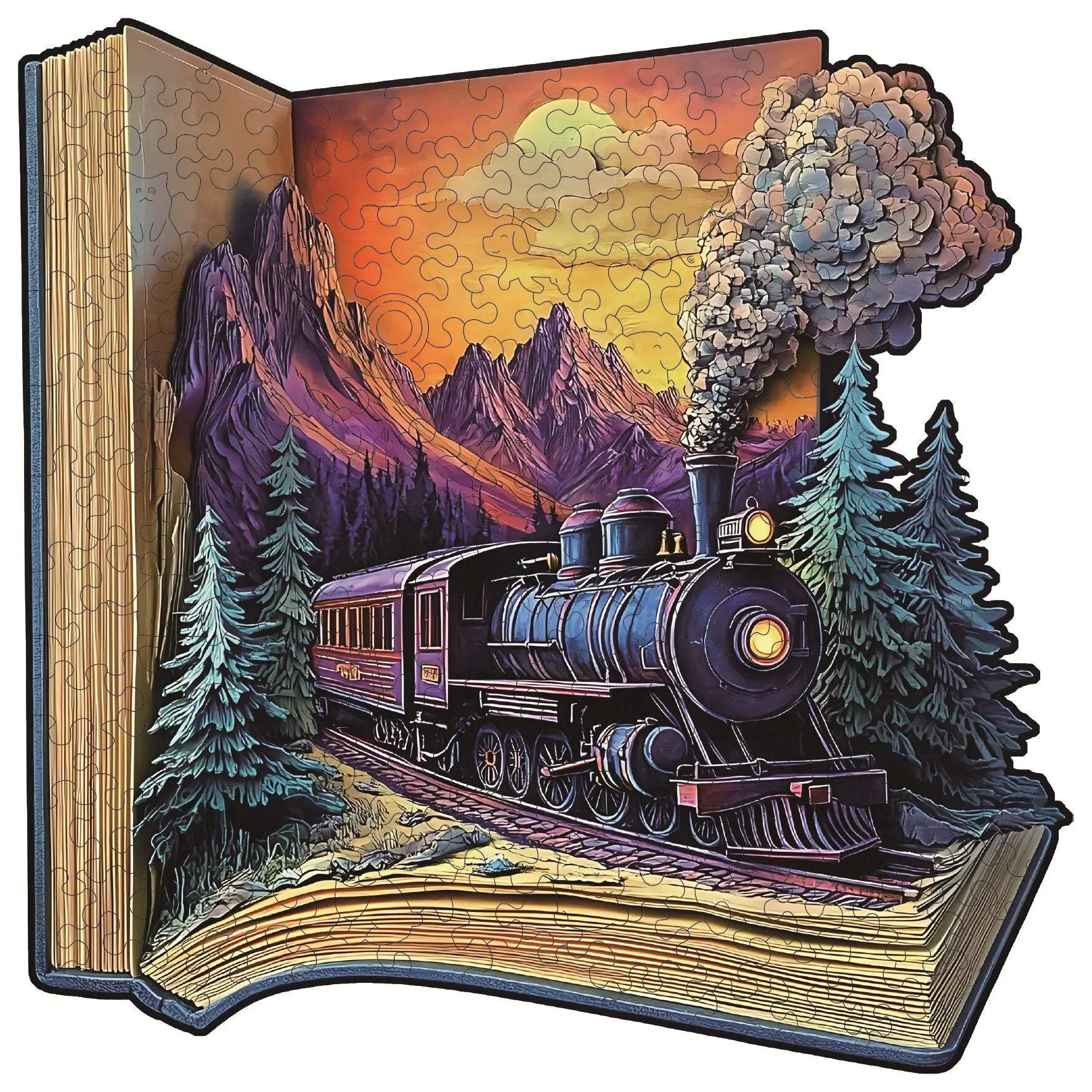 Puzzle en Bois Train dans le Livre