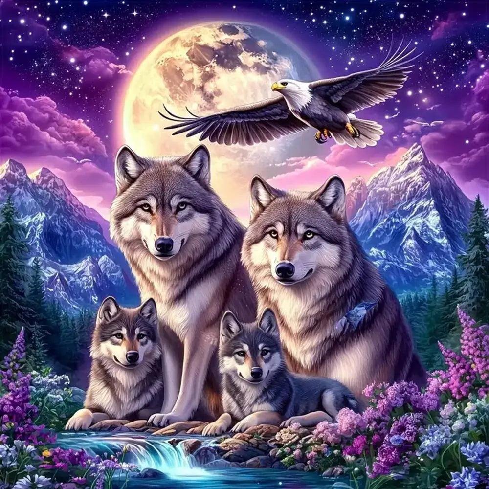 Diamond Painting Loup sous la Lune