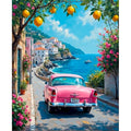 Peinture par Numéros Voiture Rose au Bord de Mer