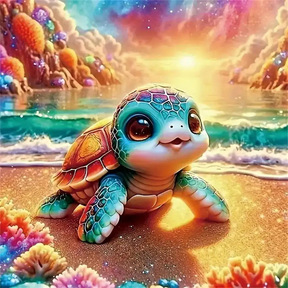 Diamond Painting Tortue de Mer au Couchant