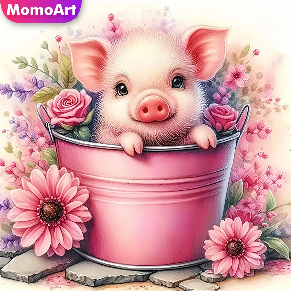 Diamond Painting Cochon et Fleurs