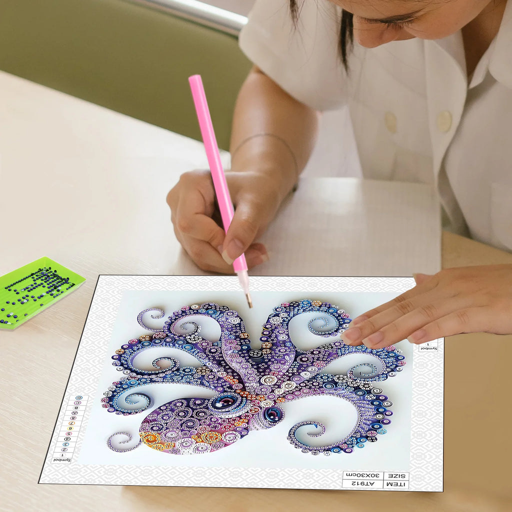Diamond Painting Pieuvre Violette — Formes Spéciales