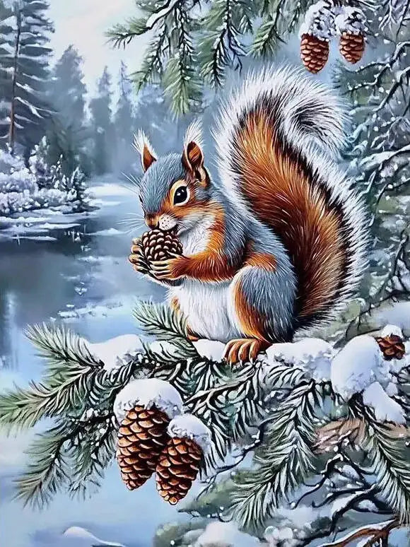 Diamond Painting Écureuil en Hiver