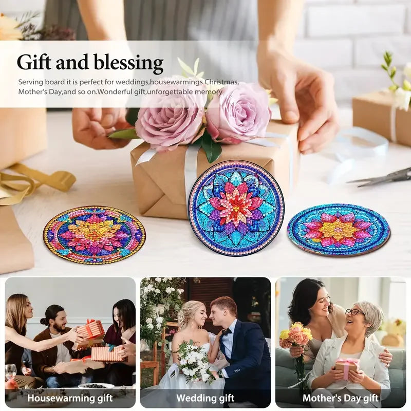 Sous-Verres Diamond Painting Mandala Coloré — Lot de 8